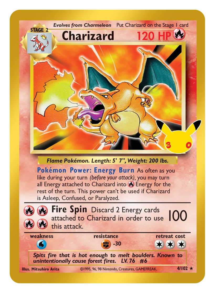 Carte Dracaufeu du coffret 30 ans Pokémon